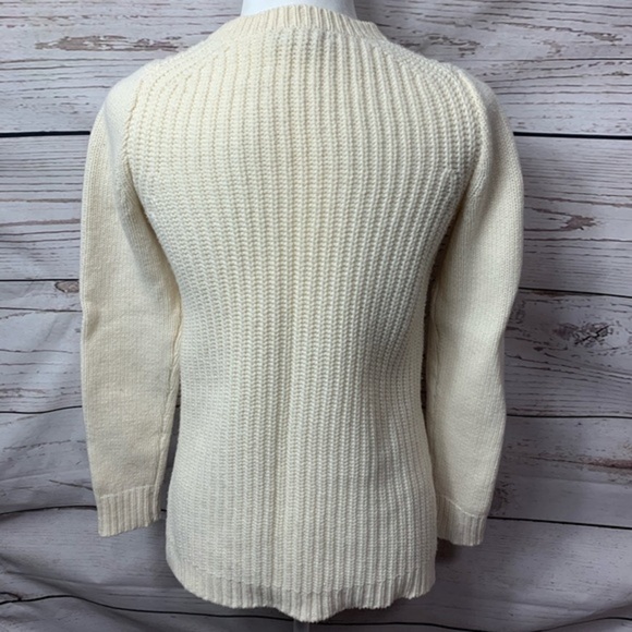 J.Crew Lambs Wool Cream Pointelle Crewneck Sweater - Picture 4 of 6